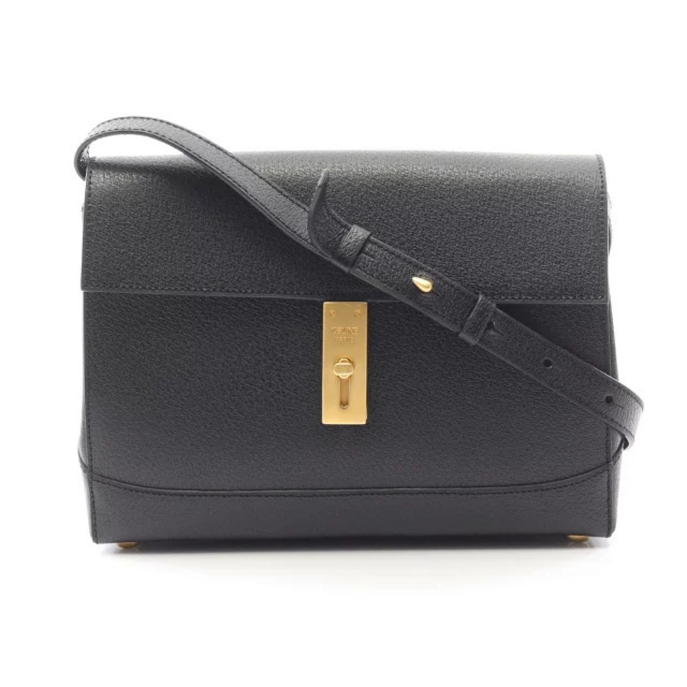 Celine Black Leather Crossbody Bag grained leather vertical lock